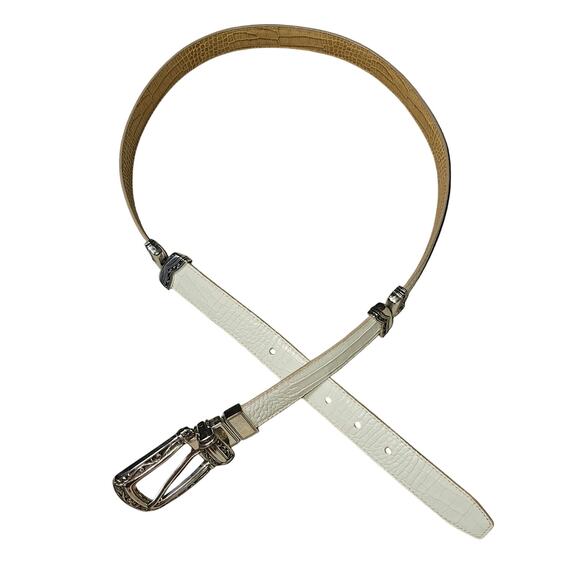 Brighton White Croc Segmented Belt with Silver Brighton Hardware XL 36 - Picture 1 of 5